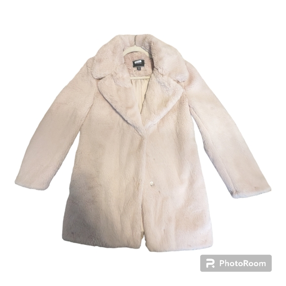 Faux White Fur Snow Bunny Coat Oversized Jacket - Picture 1 of 7